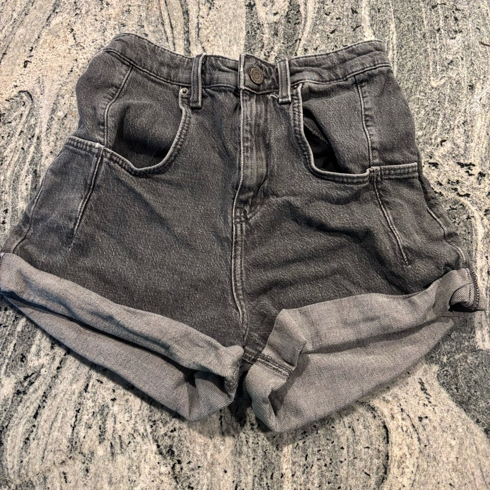 BDG Charcoal High-Rise Denim Shorts